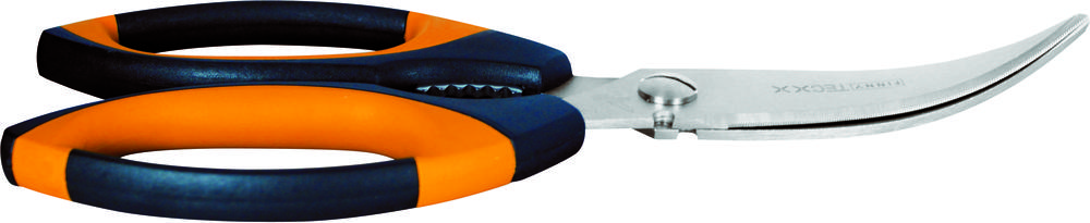 Nůžky na tech.tkaniny,zahnuté-pogum.rukojeť (černé/žluté); Kretzer Solingen FINNY; mikrozoubky