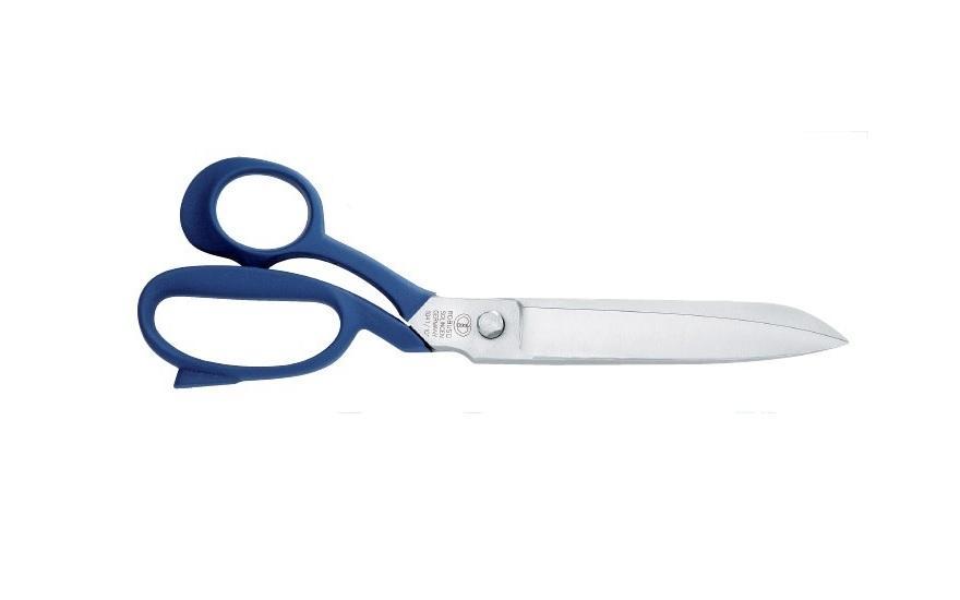 Nůžky na technické tkaniny-celokovové (modré), ROBUSO; mikrozoubky, pro leváky