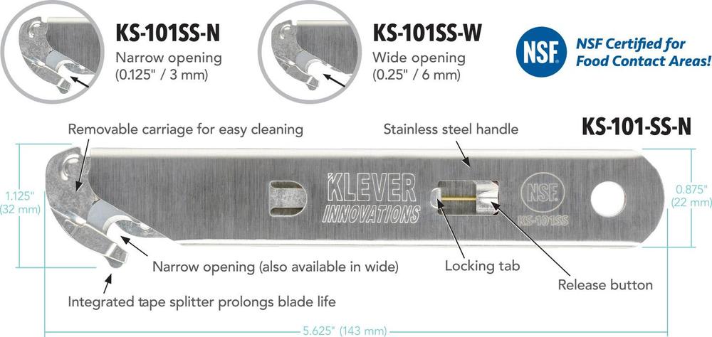 Bezpečnostní nerezový nůž s krytou nerezovou čepelí, KLEVER KS Series