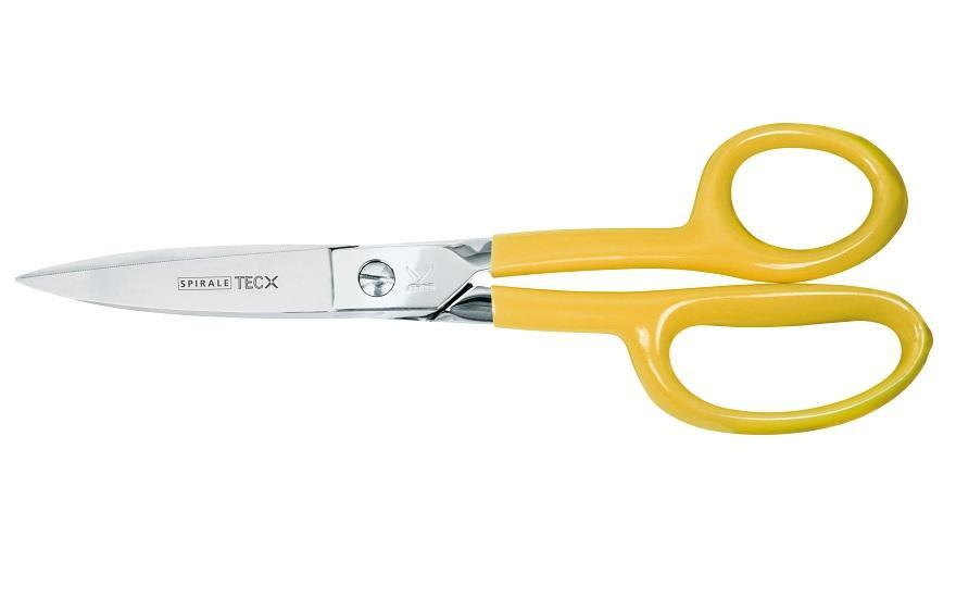 Nůžky na tech.tkaniny rovné-pogum.rukojeť (žluté); Kretzer Solingen; mikrozoubky
